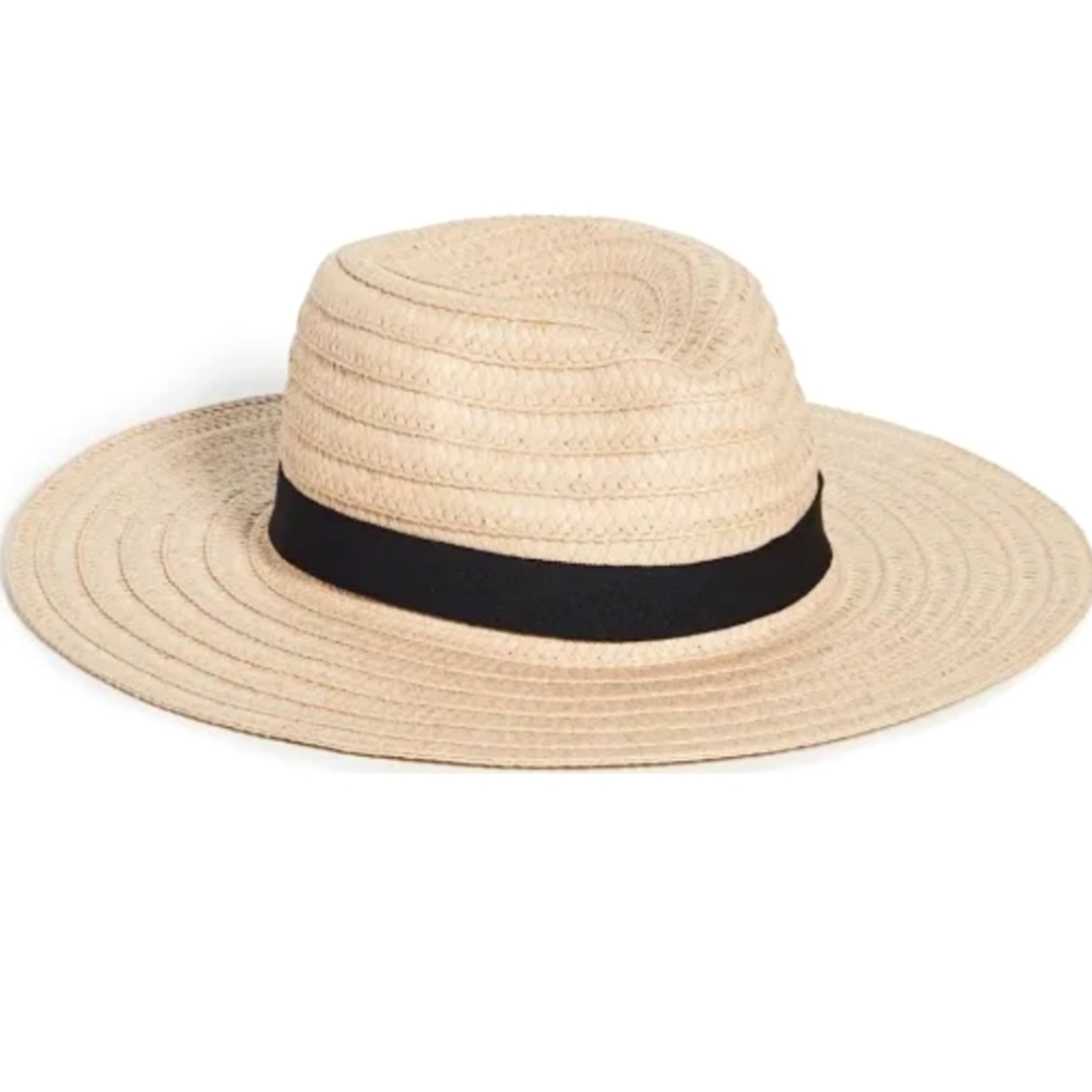 New $40 MADEWELL PACKABLE BRAIDED NATURAL STRAW BANDED PANAMA HAT S / M SOLD OUT